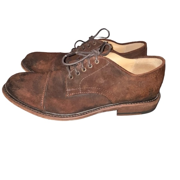 Men’s Frye Brown Burnished Suede Leather Paul Bal Oxford Shoes size 11.5 - Picture 3 of 10